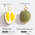 Pendentif fruit en alliage jaune et vert avec design durian et finition hypoallergénique - Durian Jacquier/Jaune Vert