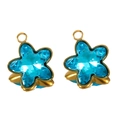 Blue faceted crystal star charm with gold stainless steel border in a two-piece set - 5 Pcs/Pack / 13mm Lake Blue