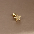 Gold star cartilage stud earring with cubic zirconia pavé and secure screw ball back - Gold White Zirconia (Five-Pointed Star)