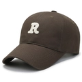 Classic dark coffee baseball cap with white towel embroidered R letter for sports and leisure - Adjustable / Army Green