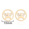 Golden stainless steel stud earrings with 10mm butterfly cutout design - 197/Butterfly / Gold