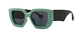 Modern mint green square oversized sunglasses with wide black temples and dark lenses - C6 Green/Dark Gray