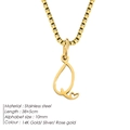 Elegant 14K gold plated stainless steel Q initial necklace with heart detail box chain - Letter Q / 38+5cm / Gold