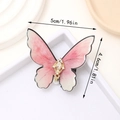 Molletta farfalla rosa sfumato con filigrana dorata e pietra a goccia, 5cm - Rosa