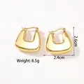Detailed size view of gold U-shaped hollow hoop earrings measuring 2.6cm by 2.4cm - KC-E14 Gold U-Shape Polished