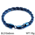 6mm blue braided rope bracelet for men in stainless steel with lobster clasp 210mm - 21cm / 6mm / Blue