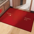 Red velvet wedding mat with gold Xi character and Marry text in rectangular shape - Wedding Happiness F - Horizontal (MAT Style)
