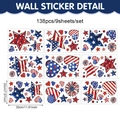 Lot de 9 stickers de fenêtre pour l'Indépendance avec 138 étoiles et cœurs drapeau US - Motif Étoile et Floral (UV26Y80273S_T) / 20x30cm