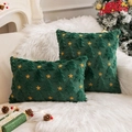 Fodere per cuscini natalizi verde scuro con stelle gialle ricamate e alberi 3D - 30*50cm Senza Anima / Albero Verde Natale e Stelle