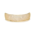 Detailed close-up of hip hop teeth grillz with micro-paved white zircons on a gold base - Gold