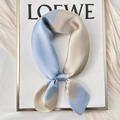 Elegant silk square scarf in blue and champagne gold dual-tone silk on a fashion magazine - 70x70cm / Two-Tone Patchwork-Blue Coffee