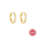 Gold plated S925 sterling silver hoop earrings with rectangular white zircon stones - 925 Silver / Gold #5
