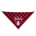 Red and black plaid Christmas pet bandana featuring a snowman and Merry Christmas text - Red Snowman (Double Layer)