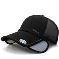 Gorra deportiva negra con visera retráctil y paneles de malla transpirable exterior - Negro