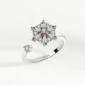 Silver snowflake rotatable anxiety ring with sparkling zircons and S925 silver stamp - Adjustable Open / White Gold Snowflake Open (NJ1049)