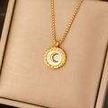 Gold Mother of Pearl Moon Texture Pendant Necklace