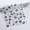Autocollants ongles chat noir avec motifs chatons 5D en relief et arêtes de poisson M-618 - Style Chat Noir Dessin Animé (M-618)