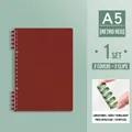 A5 vintage red matte PP binder cover set with two silent high-transparency clips - 20 Holes A5 / Vermilion