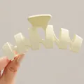 13cm large creamy yellow matte hair claw clip for thick hair held by a hand - 13CM Large N-Shape / Frosted White