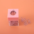 Square pink magnetic paper clip dispenser with transparent base and matching clips - With 18Pcs Paper Clips / Sakura Pink