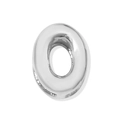 Polished silver-tone oval bead pendant with a bubble letter O design for necklaces - Letter O / Steel