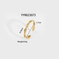 Adjustable golden woven stainless steel ring with elegant braided pattern design - Gold Woven Twisted Style (YYR023073)
