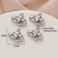 Silver alloy heart pendants with zircon inlay for DIY jewelry making, 16mm x 21mm - 762# Silver - White Zirconia