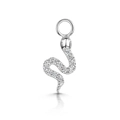 Elegant silver snake charm with cubic zirconia pavé for necklace and bracelet - CC034 Snake / White Gold