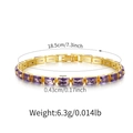Gold-plated tennis bracelet with purple rectangular zircons, 18.5cm length, 6.3g weight - 18K Gold