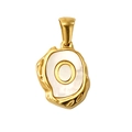 Artistic gold hammered pendant with iridescent white shell and letter O embellishment - Letter O (SP035G-O(Single Pendant))