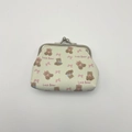 Retro cream faux leather coin purse with teddy bear print and silver metal clasp - 3013-3#luckbear