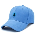 Sky blue cotton baseball cap with embroidered letter A patch and breathable eyelets - Blue