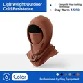 Brown fleece winter hood with integrated neck warmer and thermal lock technology - One Size / Mauve (2pcs Dralon Set)