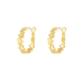 Par de pendientes de aro con forma de corazón en acero inoxidable dorado calado - Aro de Corazón Espaciado (E303168) / Dorado