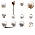 6-Piece set of white pearl and crystal waist adjustment pins with golden alloy finish - No. 37 6-Piece Set