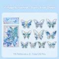 Vlinder PET stickers met laser goudfolie voor DIY journals, set van 20 stuks blauw - Sterrenrivier Blauwe Vlinder (20 stuks)