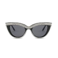Occhiali da sole cat-eye neri con strass bianchi brillanti e lenti scure - Montatura Nera Lenti Grigie