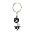 Golden retriever dog keychain with black and white bone charm in metal finish - Pitbull