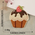 Cupcake embroidery patch with strawberry detail, 6.6cm height, for DIY accessories - Coffee Strawberry