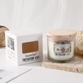English pear and freesia scented candle in glass jar with wood lid and gift box - English Pear & Freesia