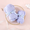 Purple bear-shaped coral fleece towel set with Just For You ribbon and pearl detail - Blue Pearl Bear