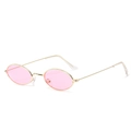 Gafas de sol retro ovaladas con lentes rosa claro y montura fina de metal dorado - Montura Dorada Lentes Rosas