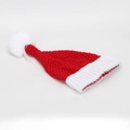 Bonnet de Noël classique tricoté rouge et blanc avec pompon et revers côtelé - Patchwork classique rouge et blanc (L)
