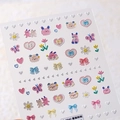 Embossed bear and bunny nail stickers with 3D texture in pastel pink and blue - Childlike Bears (TS-3840) / New Embossed