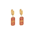 Bohemian gold hoop earrings featuring red enamel stars, moon, and mystic eye charms - Red Bohemian Vintage Evil Eye Earrings (10#)