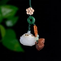 Luminous stone lotus fragrance sachet pendant with green sandalwood lotus pod accents - Luminous Stone Lotus - Plum Blossom String Style (8) / Approx. 2.5x3cm - Without Aroma Pill