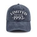 Washed dark grey cotton baseball cap with Limited Edition 1993 white embroidery - Adjustable / 1993 Style (Navy Blue)