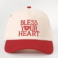 Casquette de baseball bicolore beige et rouge avec broderie BLESS YOUR HEART - Blanc Cassé Épissé Rouge