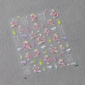 Autocollants à ongles dragon rose avec finition laser holographique pour Nouvel An - Série de Dragons Laser Holographiques (M-268)