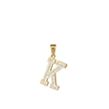 Pendentif lettre K en acier inoxydable doré avec cristaux étincelants pour colliers - Lettre K